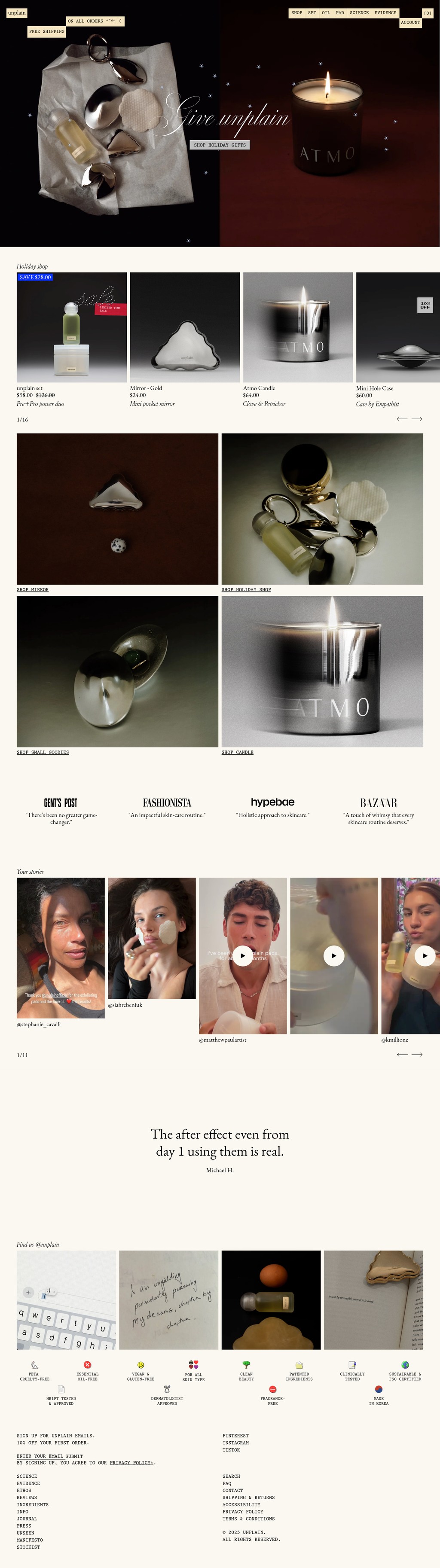 unplain desktop landing page