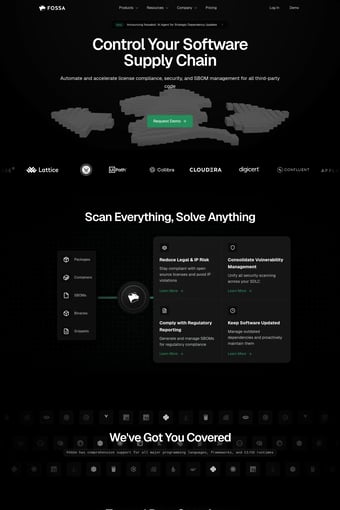 FOSSA - Control Your Software Supply Chain landing page