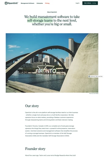 OpenUnit | The Modern Solution for Self-Storage Facilities landing page