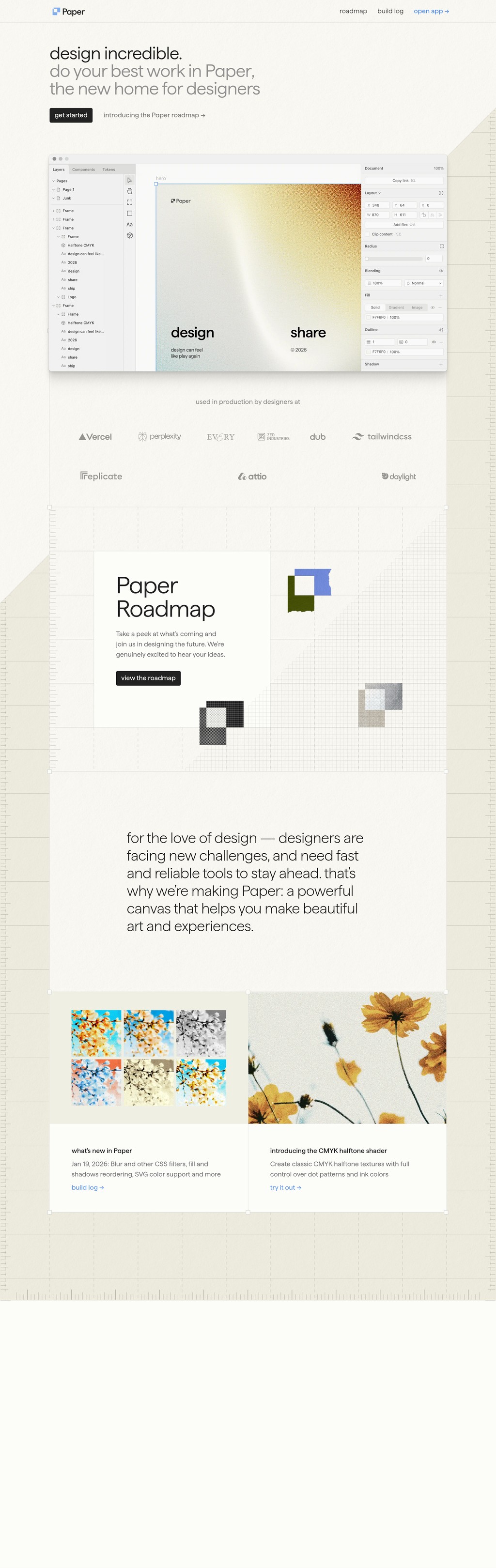 Paper desktop landing page