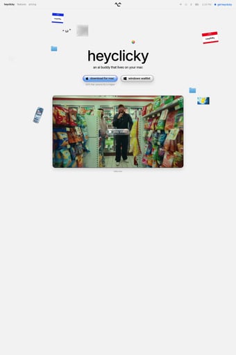 heyclicky - an ai buddy on your mac landing page