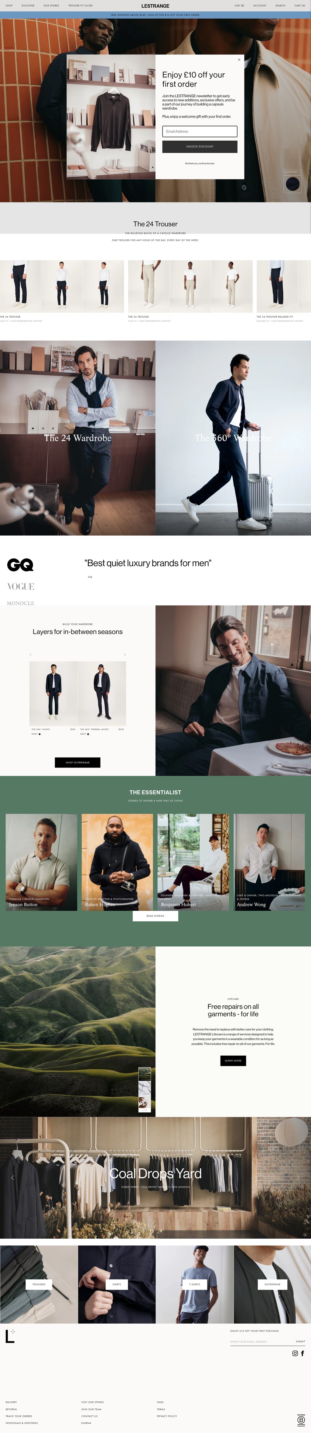 LESTRANGE desktop landing page