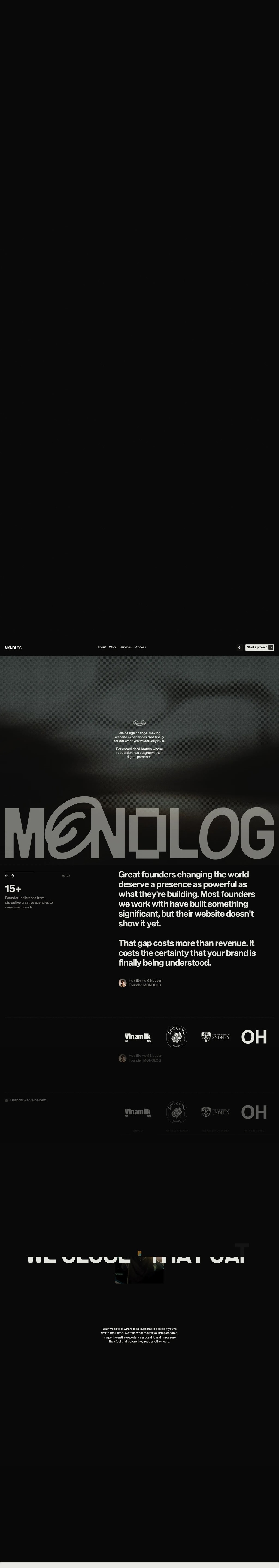 MONOLOG | Brand and Web Design Studio founded By Huy desktop landing page