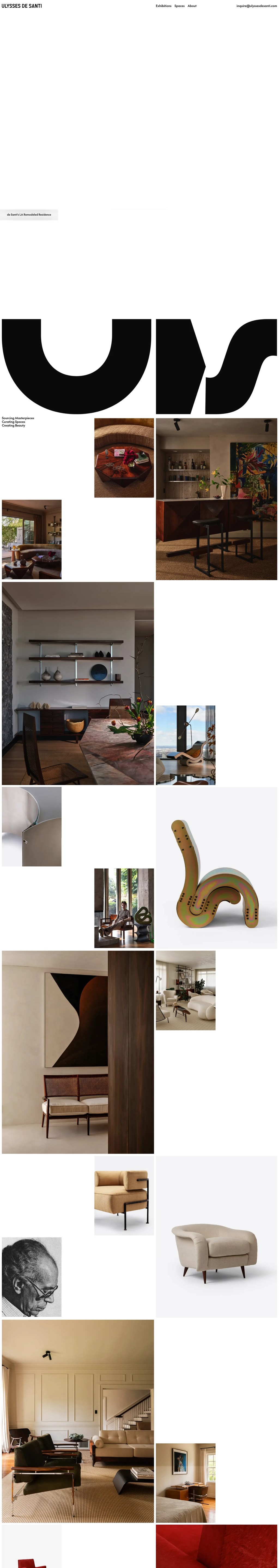 Ulysses de Santi - Design Dealer and Curator desktop landing page