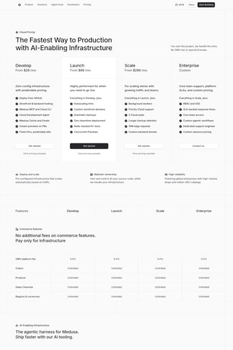 Medusa landing page