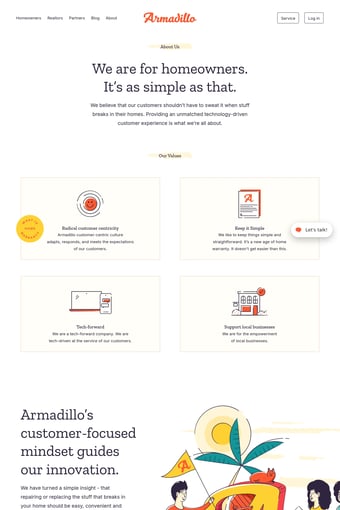 Armadillo landing page