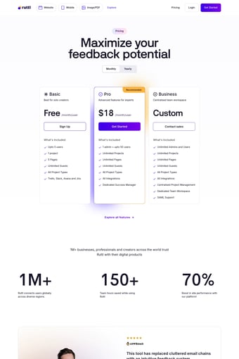 Ruttl - Best Design Feedback Tool landing page