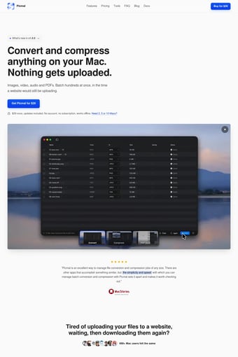 Picmal: convert and compress media on your Mac, offline landing page