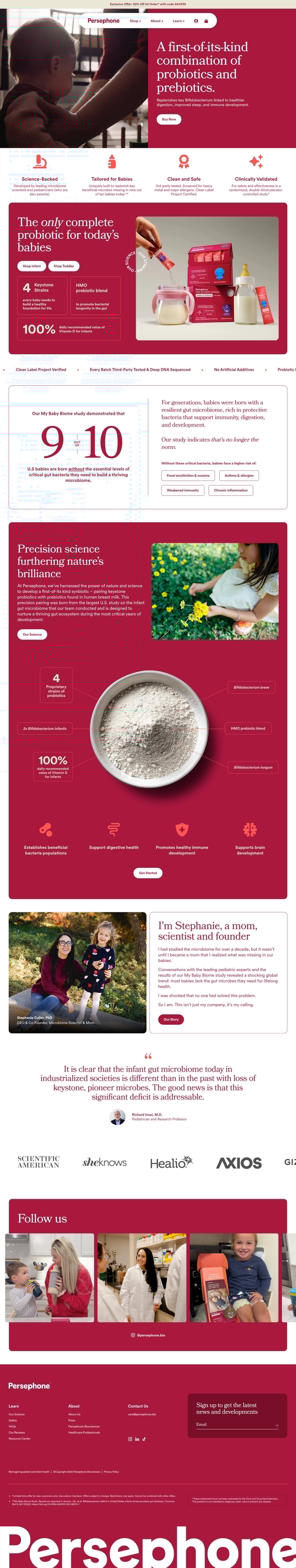 Persephone Biosciences desktop landing page