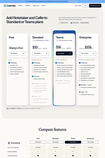 Meeting Scheduling Software and AI Meeting Tools | Calendly landing page