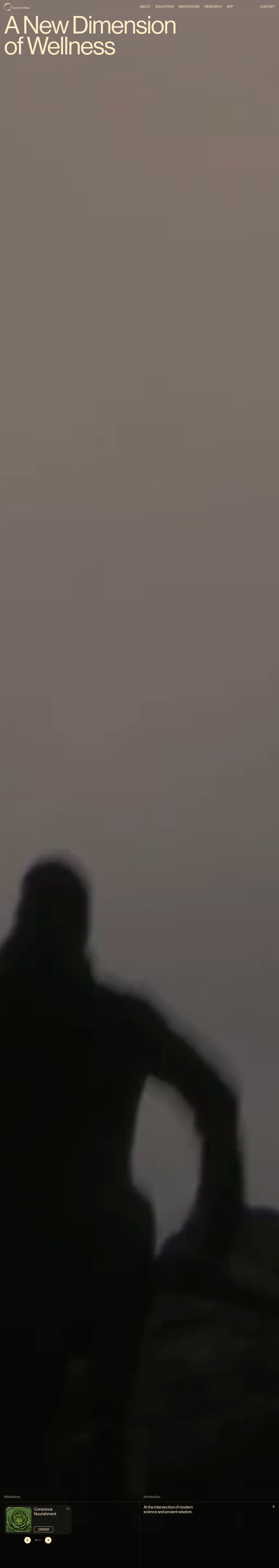 Quantum Body desktop landing page