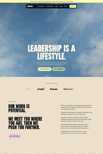 RIPE - Leadership Is a Lifestyle landing page