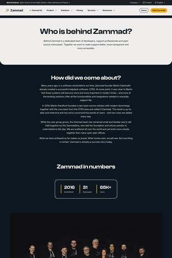 AI-Powered Service Platform for All Support Needs | Zammad landing page