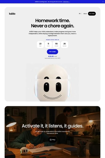 KAÏDO: learning to learn, at a child’s level. landing page