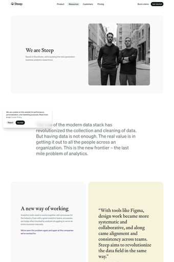 Steep: AI analytics for faster insights and zero chaos landing page