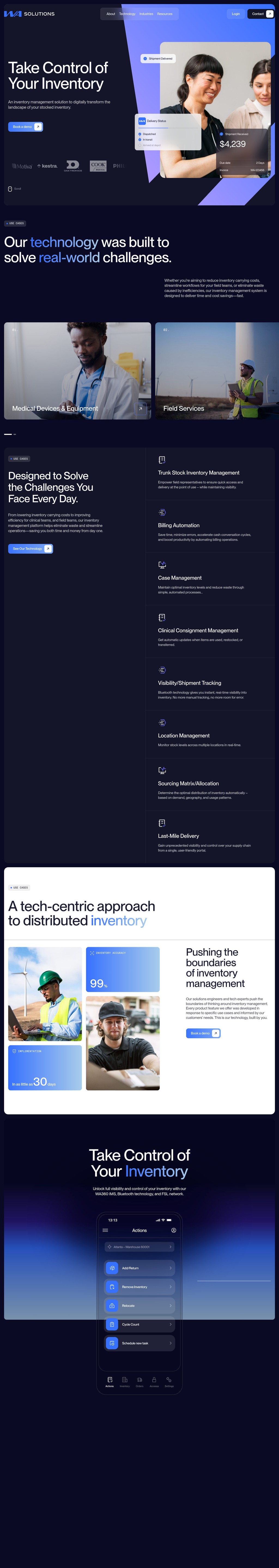 WA Solutions desktop landing page