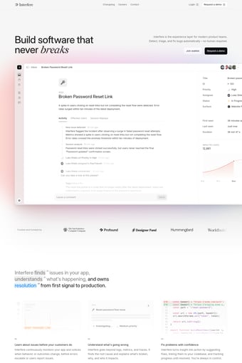 Interfere landing page