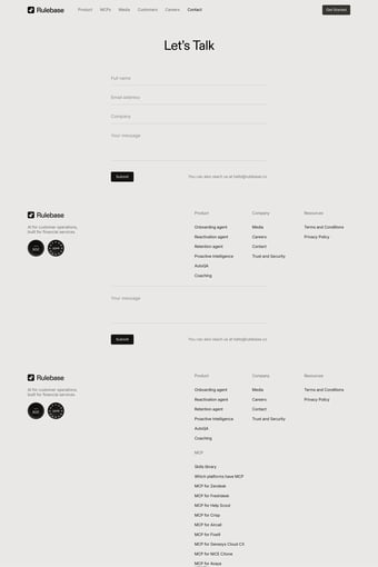Rulebase | AI for customer operations landing page