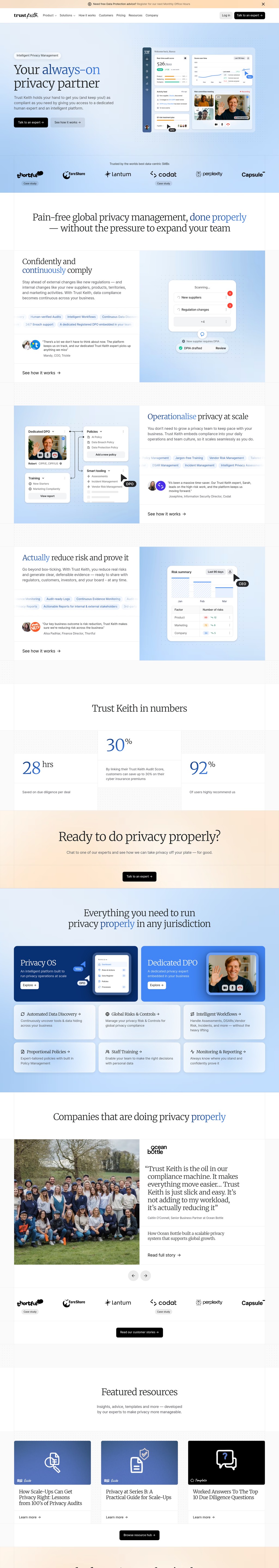 Trust Keith desktop landing page