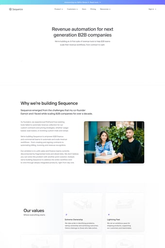 Sequence landing page