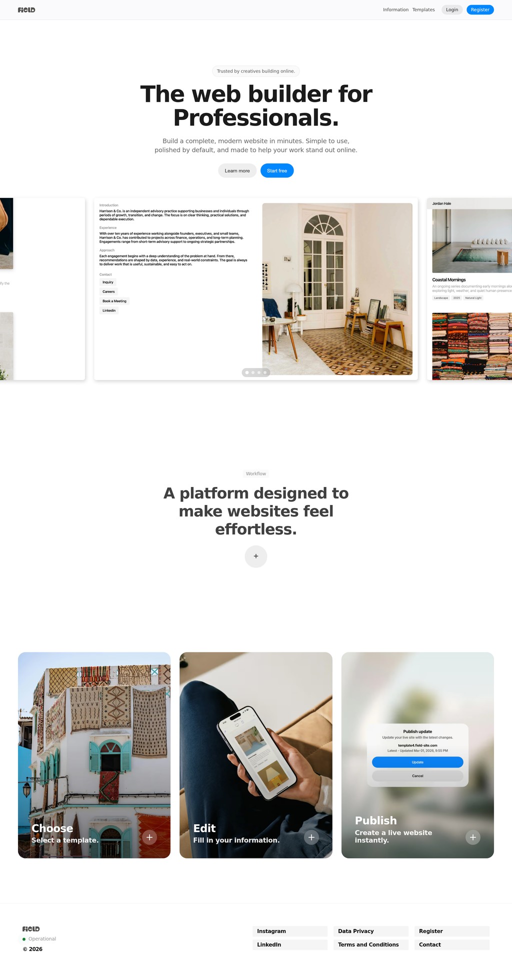 field-site.com desktop landing page
