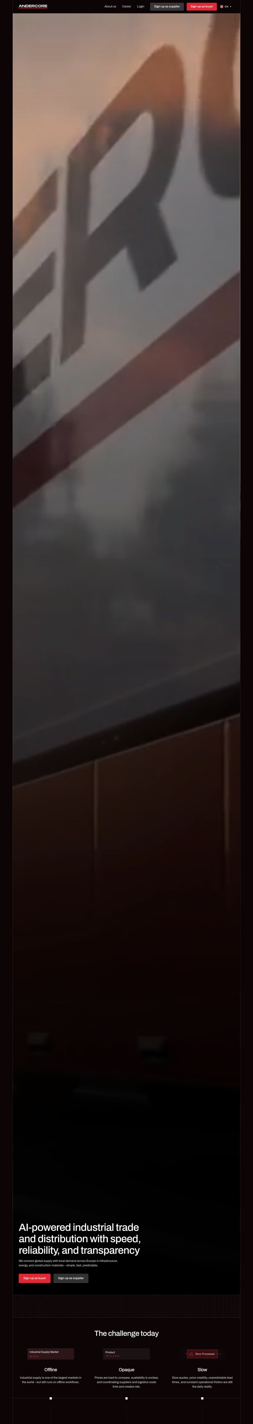 Andercore desktop landing page