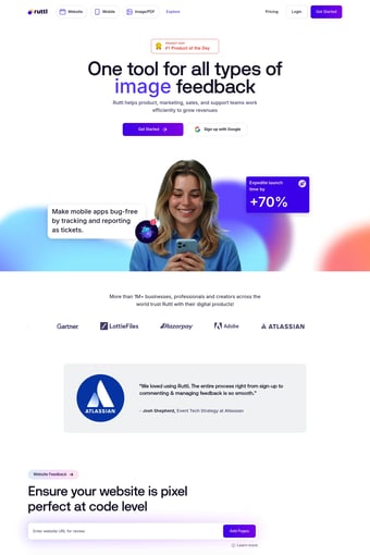 Ruttl - Best Design Feedback Tool landing page