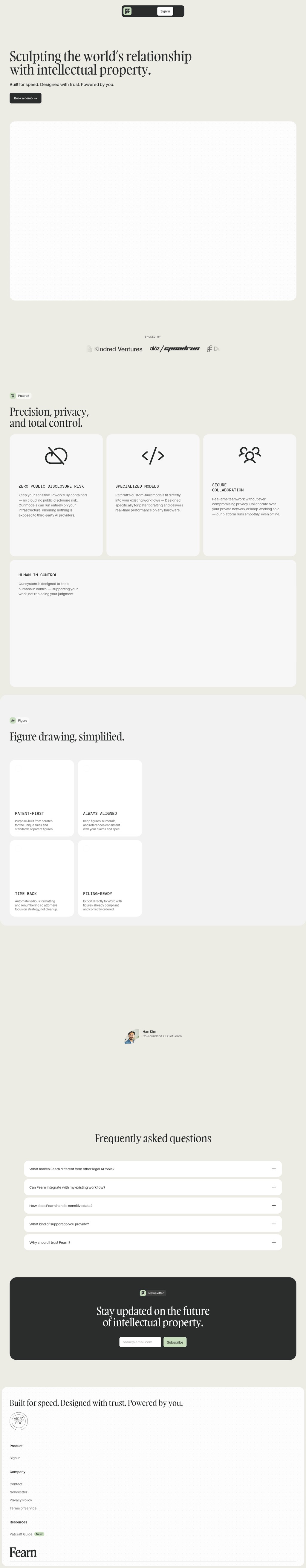 Fearn AI desktop landing page