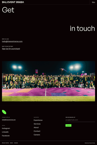 The Event Verse landing page