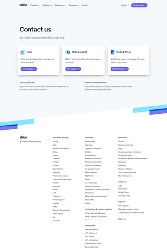 Stripe landing page
