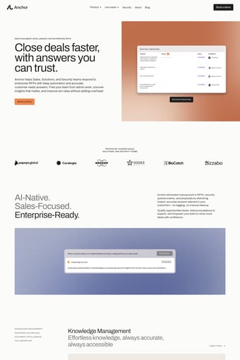 Anchor landing page