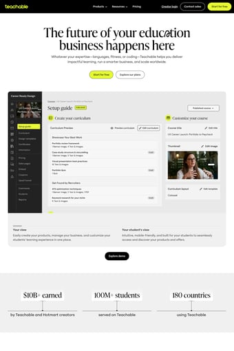 Teachable landing page