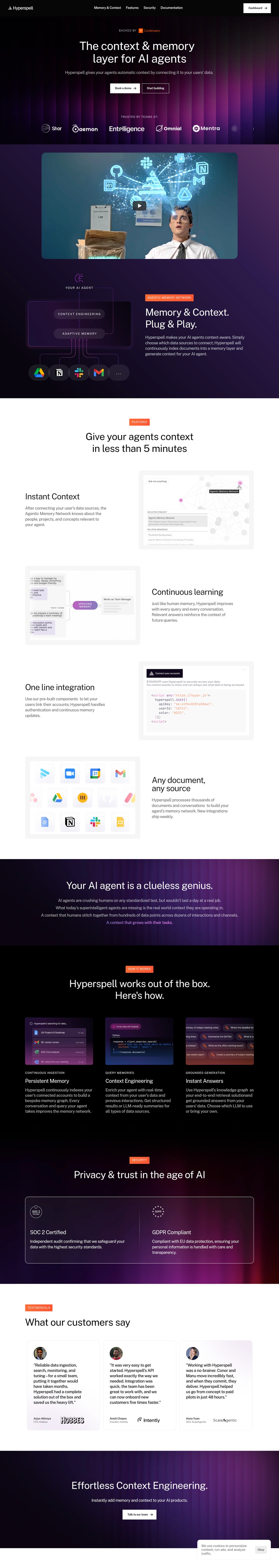 Hyperspell desktop landing page