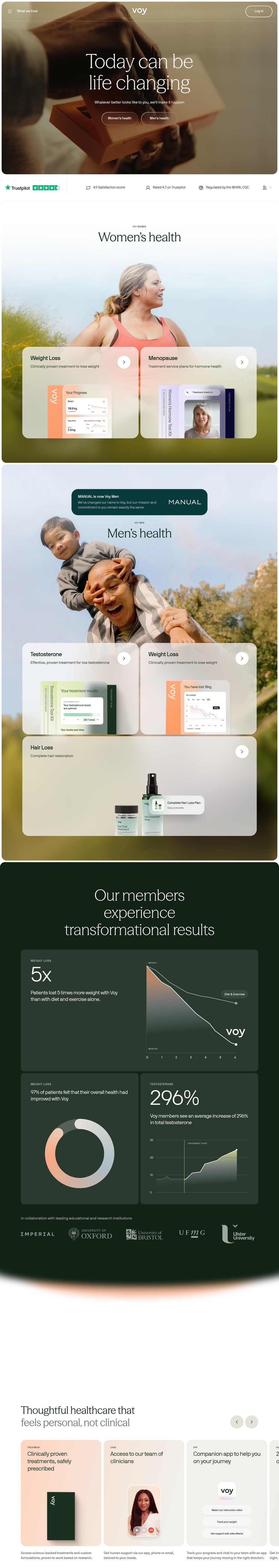 Voy desktop landing page