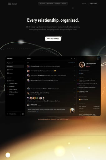 Mesh - Be more thoughtful with the people in your network. landing page