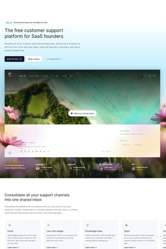 Fernand — The free customer support platform for SaaS founders landing page