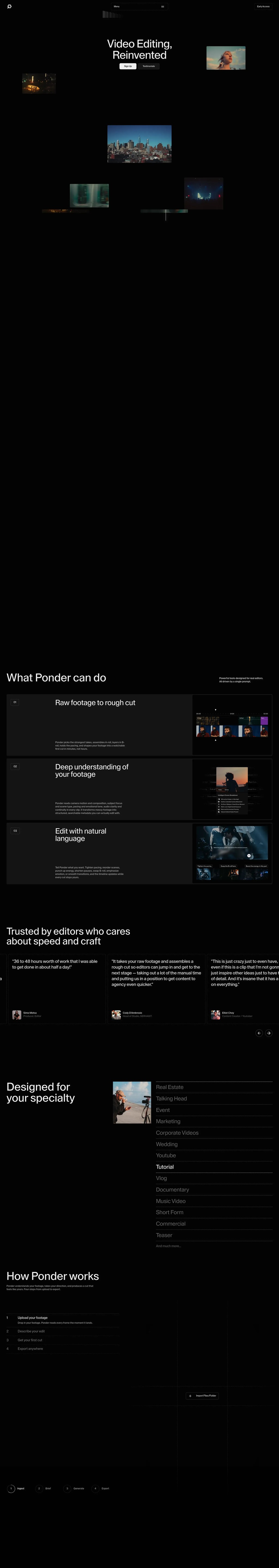 Ponder desktop landing page