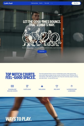 Lobb's Padel | Let the good times bounce. landing page