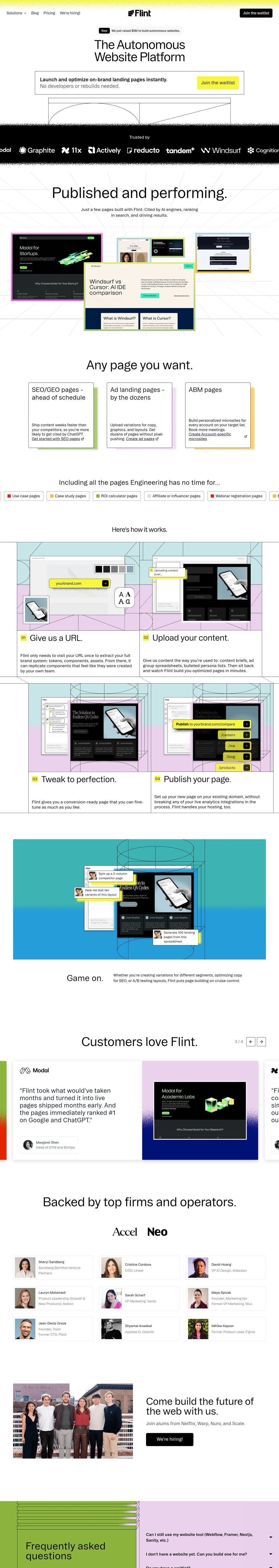 Flint Technologies, Inc. desktop landing page