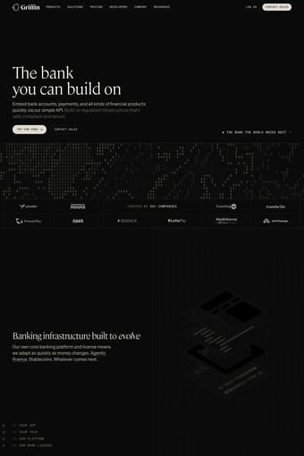 Griffin - The bank you can build on landing page