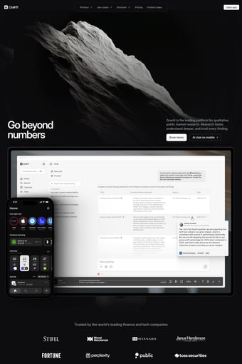 Quartr landing page