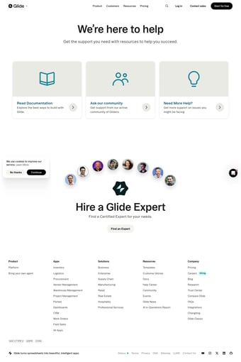 AI App Builder: Turn Spreadsheets into Business Apps | Glide landing page