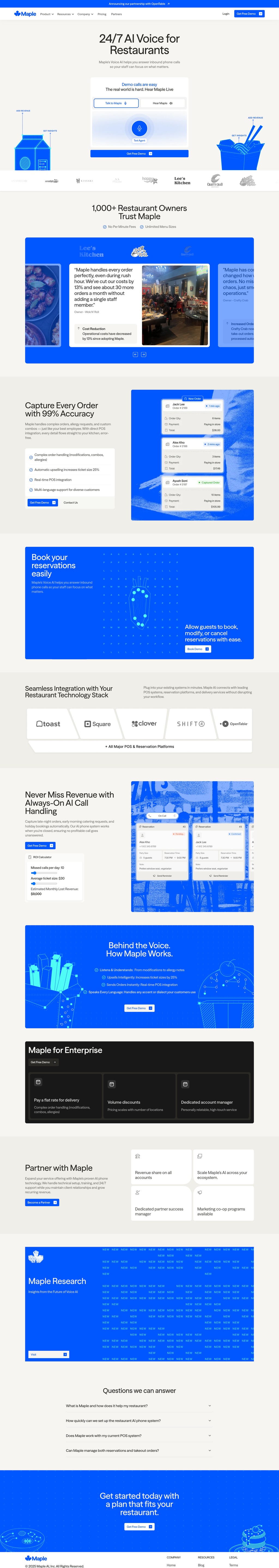 Maple AI desktop landing page