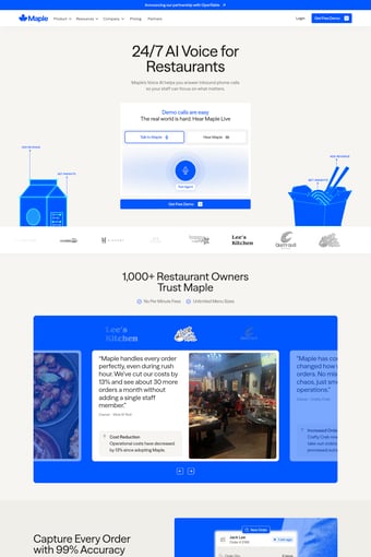 Maple AI landing page