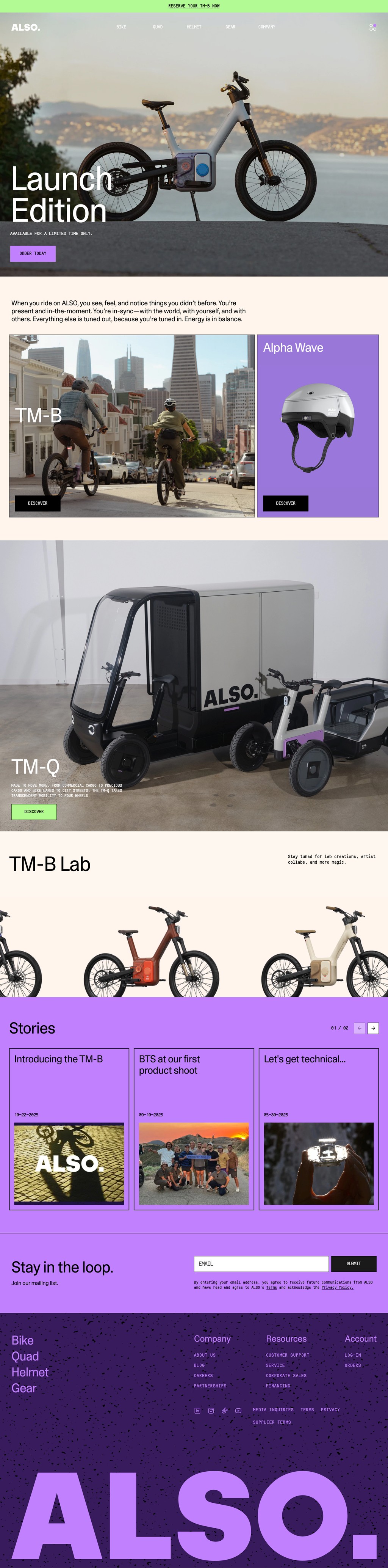 ALSO desktop landing page