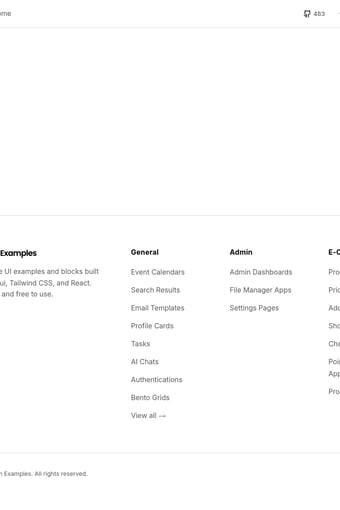 Shadcnexamples: Shadcn UI Components and Blocks landing page