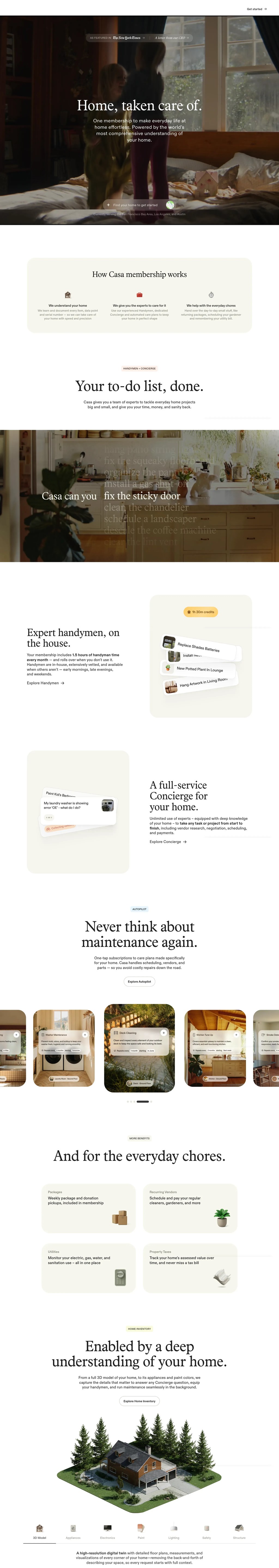 Casa – your home, on autopilot desktop landing page