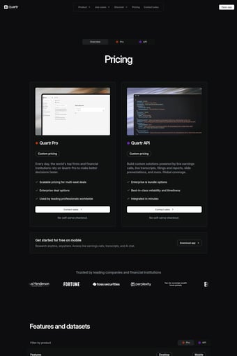Quartr landing page