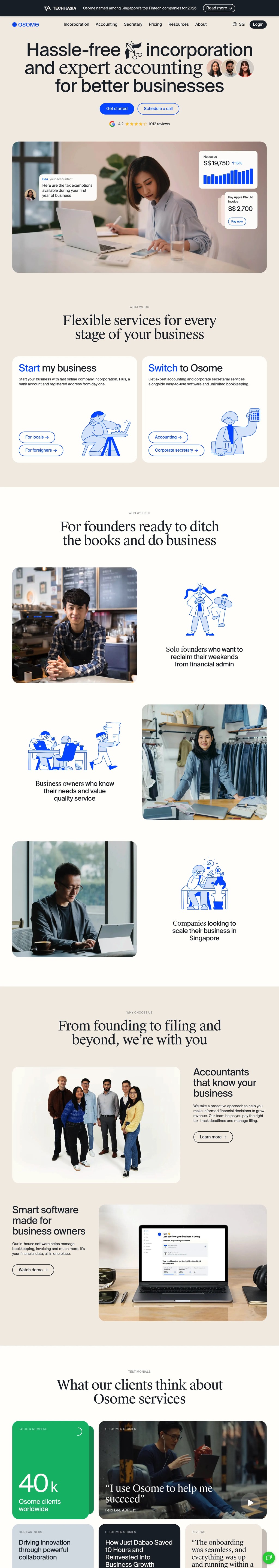 Osome Hassle-Free Incorporation and Accounting Experts for Your Business desktop landing page
