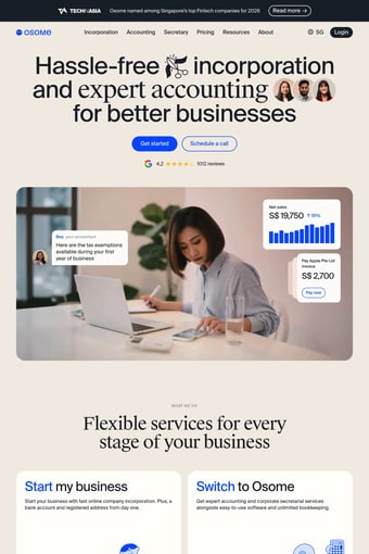Osome Hassle-Free Incorporation and Accounting Experts for Your Business landing page